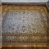 DR03. Square Oriental style rug. Measures approx. 7' x 7' 